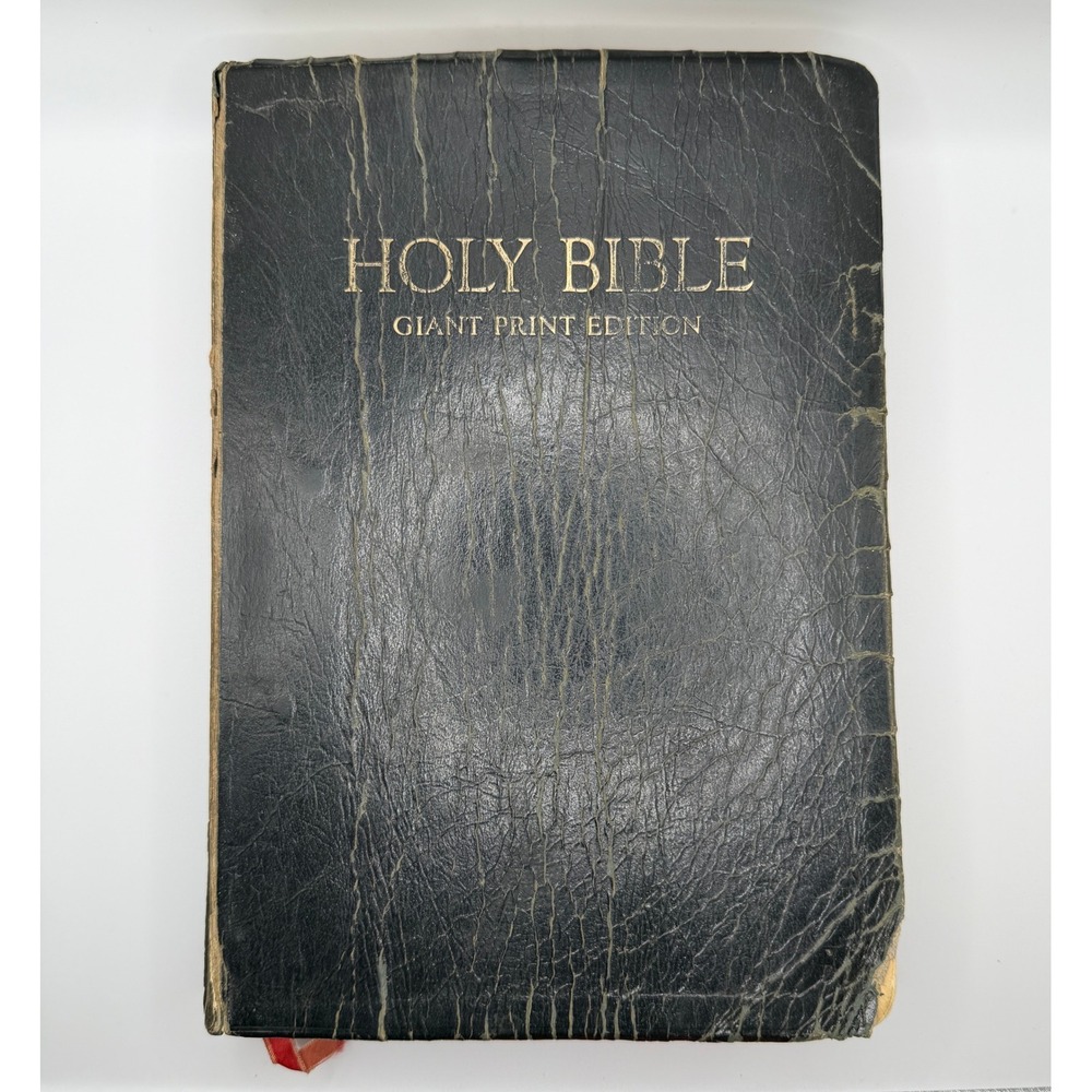 Vintage 1973 Thomas Nelson KJV Holy Bible Giant Print Red Letter Edition Black